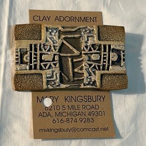 Clay Adornment Jewelry by Mary Kingsbury Artisan Handmade Pin Brooch Earth-tones